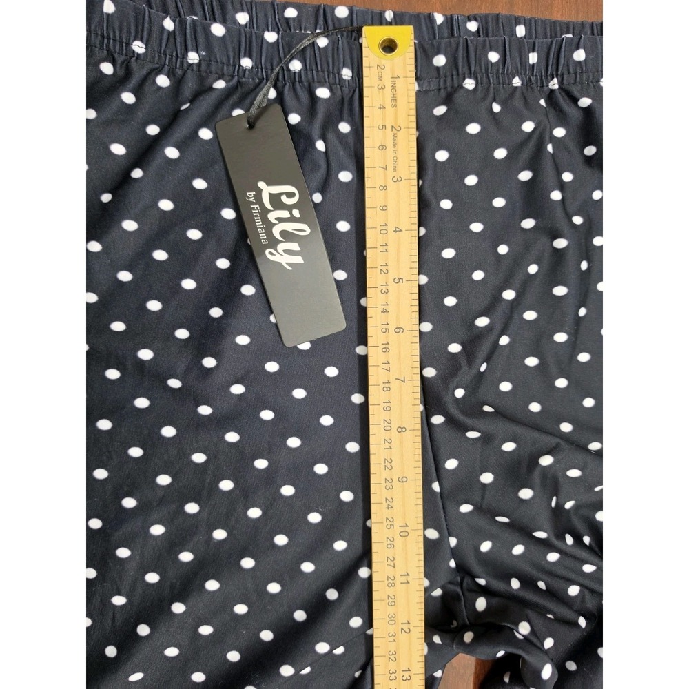 Lily by Firmiana 2XL Black White Polka Dot Santa Leggings Elastic Waist Stretch - Picture 6 of 7